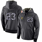 Glued Nike Cleveland Browns #23 Joe Haden Men's Anthracite Salute to Service Player Performance Hoodie,baseball caps,new era cap wholesale,wholesale hats