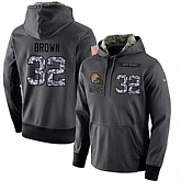 Glued Nike Cleveland Browns #32 Jim Brown Men's Anthracite Salute to Service Player Performance Hoodie,baseball caps,new era cap wholesale,wholesale hats