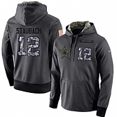 Glued Nike Dallas Cowboys #12 Roger Staubach Men's Anthracite Salute to Service Player Performance Hoodie,baseball caps,new era cap wholesale,wholesale hats