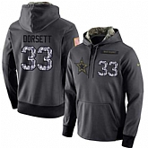 Glued Nike Dallas Cowboys #33 Tony Dorsett Men's Anthracite Salute to Service Player Performance Hoodie