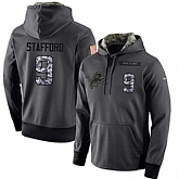 Glued Nike Detroit Lions #9 Matthew Stafford Men's Anthracite Salute to Service Player Performance Hoodie,baseball caps,new era cap wholesale,wholesale hats