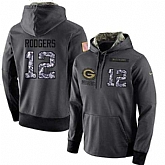 Glued Nike Green Bay Packers #12 Aaron Rodgers Men's Anthracite Salute to Service Player Performance Hoodie,baseball caps,new era cap wholesale,wholesale hats