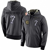 Glued Nike Pittsburgh Steelers #7 Ben Roethlisberger Men's Anthracite Salute to Service Player Performance Hoodie,baseball caps,new era cap wholesale,wholesale hats