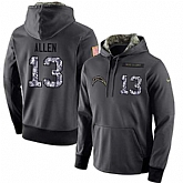 Glued Nike San Diego Chargers #13 Keenan Allen Men's Anthracite Salute to Service Player Performance Hoodie,baseball caps,new era cap wholesale,wholesale hats