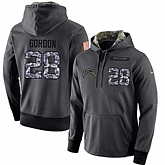 Glued Nike San Diego Chargers #28 Melvin Gordon Men's Anthracite Salute to Service Player Performance Hoodie,baseball caps,new era cap wholesale,wholesale hats