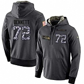 Glued Nike Seattle Seahawks #72 Michael Bennett Men's Anthracite Salute to Service Player Performance Hoodie,baseball caps,new era cap wholesale,wholesale hats