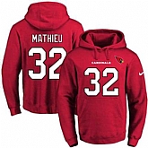 Printed Nike Arizona Cardinals #32 Tyrann Mathieu Red Name & Number Men's Pullover Hoodie,baseball caps,new era cap wholesale,wholesale hats