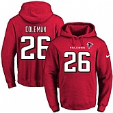 Printed Nike Atlanta Falcons #26 Tevin Coleman Red Name & Number Men's Pullover Hoodie,baseball caps,new era cap wholesale,wholesale hats