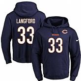 Printed Nike Chicago Bears #33 Jeremy Langford Navy Name & Number Men's Pullover Hoodie,baseball caps,new era cap wholesale,wholesale hats