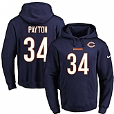 Printed Nike Chicago Bears #34 Walter Payton Navy Name & Number Men's Pullover Hoodie,baseball caps,new era cap wholesale,wholesale hats