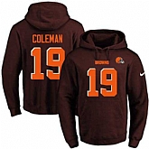 Printed Nike Cleveland Browns #19 Corey Coleman Brown Name & Number Men's Pullover Hoodie,baseball caps,new era cap wholesale,wholesale hats