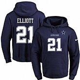 Printed Nike Dallas Cowboys #21 Ezequiel Elliott Navy Name & Number Men's Pullover Hoodie,baseball caps,new era cap wholesale,wholesale hats