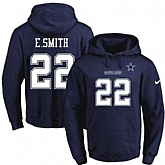 Printed Nike Dallas Cowboys #22 E.Smith Navy Name & Number Men's Pullover Hoodie,baseball caps,new era cap wholesale,wholesale hats