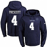 Printed Nike Dallas Cowboys #4 Dak Prescott Navy Name & Number Men's Pullover Hoodie,baseball caps,new era cap wholesale,wholesale hats