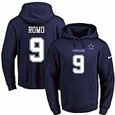 Printed Nike Dallas Cowboys #9 Tony Romo Navy Name & Number Men's Pullover Hoodie,baseball caps,new era cap wholesale,wholesale hats