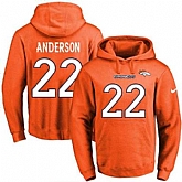 Printed Nike Denver Broncos #22 C.J. Anderson Orange Name & Number Men's Pullover Hoodie,baseball caps,new era cap wholesale,wholesale hats
