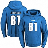 Printed Nike Detroit Lions #81 Calvin Johnson Blue Name & Number Men's Pullover Hoodie,baseball caps,new era cap wholesale,wholesale hats