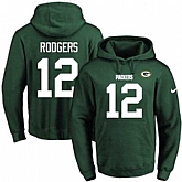 Printed Nike Green Bay Packers #12 Aaron Rodgers Green Name & Number Men's Pullover Hoodie,baseball caps,new era cap wholesale,wholesale hats