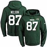 Printed Nike Green Bay Packers #87 Jordy Nelson Green Name & Number Men's Pullover Hoodie,baseball caps,new era cap wholesale,wholesale hats