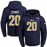 Printed Nike Los Angeles Rams #20 Lamarcus Joyner Navy Name & Number Men's Pullover Hoodie,baseball caps,new era cap wholesale,wholesale hats