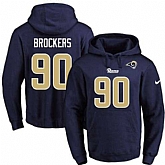 Printed Nike Los Angeles Rams #90 Michael Brockers Navy Name & Number Men's Pullover Hoodie,baseball caps,new era cap wholesale,wholesale hats