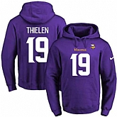 Printed Nike Minnesota Vikings #19 Adam Thielen Purple Name & Number Men's Pullover Hoodie,baseball caps,new era cap wholesale,wholesale hats