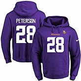 Printed Nike Minnesota Vikings #28 Adrian Peterson Purple Name & Number Men's Pullover Hoodie,baseball caps,new era cap wholesale,wholesale hats