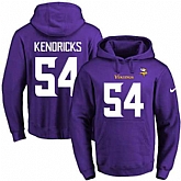 Printed Nike Minnesota Vikings #54 Eric Kendricks Purple Name & Number Men's Pullover Hoodie,baseball caps,new era cap wholesale,wholesale hats