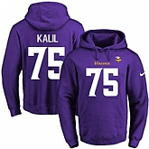Printed Nike Minnesota Vikings #75 Matt Kalil Purple Name & Number Men's Pullover Hoodie,baseball caps,new era cap wholesale,wholesale hats