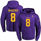 Printed Nike Minnesota Vikings #8 Sam Bradford Purple-Yellow Name & Number Men's Pullover Hoodie