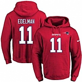 Printed Nike New England Patriots #11 Julian Edelman Red Name & Number Men's Pullover Hoodie,baseball caps,new era cap wholesale,wholesale hats