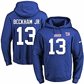 Printed Nike New York Giants #13 Odell Beckham Jr Blue Name & Number Men's Pullover Hoodie,baseball caps,new era cap wholesale,wholesale hats