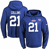 Printed Nike New York Giants #21 Landon Collins Blue Name & Number Men's Pullover Hoodie,baseball caps,new era cap wholesale,wholesale hats