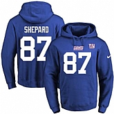 Printed Nike New York Giants #87 Sterling Shepard Blue Name & Number Men's Pullover Hoodie,baseball caps,new era cap wholesale,wholesale hats