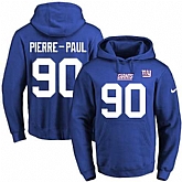 Printed Nike New York Giants #90 Jason Pierre Paul Blue Name & Number Men's Pullover Hoodie,baseball caps,new era cap wholesale,wholesale hats