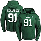 Printed Nike New York Jets #91 Sheldon Richardson Green Name & Number Men's Pullover Hoodie,baseball caps,new era cap wholesale,wholesale hats