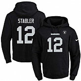 Printed Nike Oakland Raiders #12 Ken Stabler Black Name & Number Men's Pullover Hoodie,baseball caps,new era cap wholesale,wholesale hats