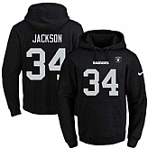 Printed Nike Oakland Raiders #34 Bo Jackson Black Name & Number Men's Pullover Hoodie,baseball caps,new era cap wholesale,wholesale hats