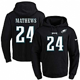 Printed Nike Philadelphia Eagles #24 Ryan Mathews Black Name & Number Men's Pullover Hoodie,baseball caps,new era cap wholesale,wholesale hats