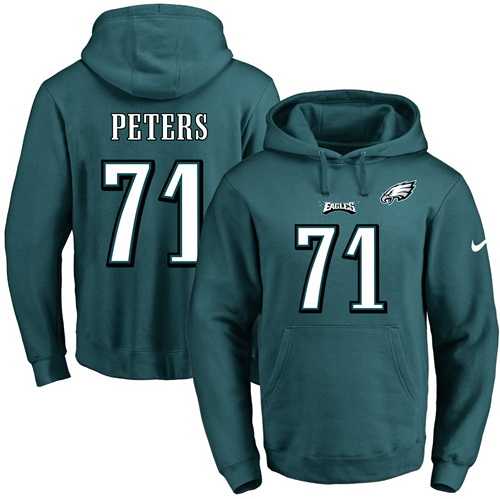 Printed Nike Philadelphia Eagles #71 Jason Peters Green Name & Number Men's Pullover Hoodie