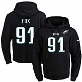 Printed Nike Philadelphia Eagles #91 Fletcher Cox Black Name & Number Men's Pullover Hoodie,baseball caps,new era cap wholesale,wholesale hats