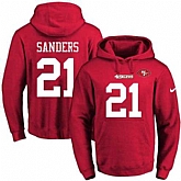 Printed Nike San Francisco 49ers #21 Deion Sanders Red Name & Number Men's Pullover Hoodie,baseball caps,new era cap wholesale,wholesale hats