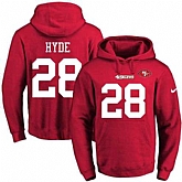 Printed Nike San Francisco 49ers #28 Carlos Hyde Red Name & Number Men's Pullover Hoodie,baseball caps,new era cap wholesale,wholesale hats