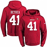 Printed Nike San Francisco 49ers #41 Antoine Bethea Red Name & Number Men's Pullover Hoodie,baseball caps,new era cap wholesale,wholesale hats