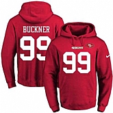 Printed Nike San Francisco 49ers #99 DeForest Buckner Red Name & Number Men's Pullover Hoodie,baseball caps,new era cap wholesale,wholesale hats