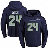 Printed Nike Seattle Seahawks #24 Marshawn Lynch Navy Name & Number Men's Pullover Hoodie,baseball caps,new era cap wholesale,wholesale hats