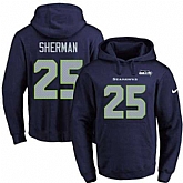 Printed Nike Seattle Seahawks #25 Richard Sherman Navy Name & Number Men's Pullover Hoodie,baseball caps,new era cap wholesale,wholesale hats