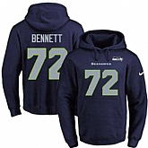 Printed Nike Seattle Seahawks #72 Michael Bennett Navy Name & Number Men's Pullover Hoodie,baseball caps,new era cap wholesale,wholesale hats