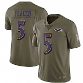 Nike Baltimore Ravens #5 Joe Flacco Olive Salute To Service Limited Jersey,baseball caps,new era cap wholesale,wholesale hats