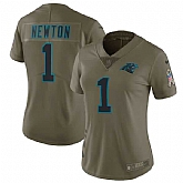 Women Nike Carolina Panthers #1 Cam Newton Olive Salute To Service Limited Jersey,baseball caps,new era cap wholesale,wholesale hats